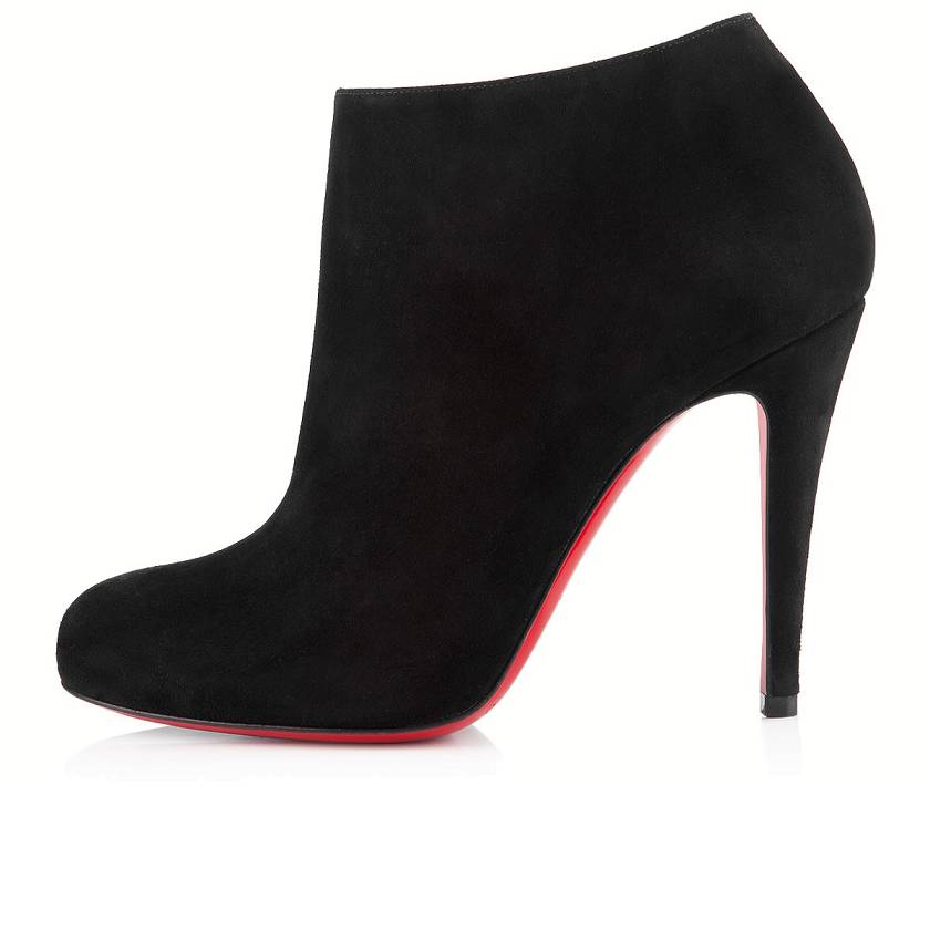 Women's Christian Louboutin Belle 100mm Suede Ankle Boots - Black [1796-235]